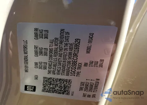 2024 Chevrolet Colorado z USA, uszkodzony, nr VIN 1GCGSBEC0R1169529